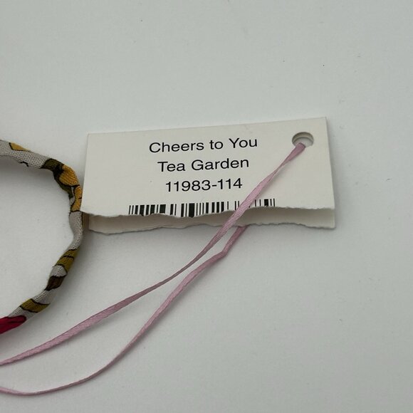 VERA BRADLEY Cheers to You Wine Bag Tea Garden Floral Gray Pink Cotton Tote - Picture 6 of 10